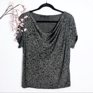3/$30 Briggs NY Charcoal Gray Ornate Cowl Neck Top